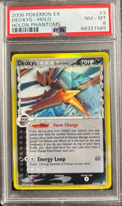 PSA 8 Deoxys Holo 3110 EX Holon Phantoms 2006 Pokemon Card - Image 1