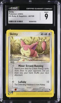 CGC 9 Skitty 44/109 EX Ruby & Sapphire 2003 Pokemon Card - Image 1