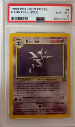 PSA 8 Haunter Holo 662 Fossil 1999 Pokemon Card - Image 1