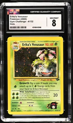 CGC 8 Erika's Venusaur Holo 4/132 Gym Challenge 2000 Pokemon Card - Image 1