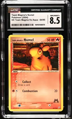 CGC 8.5 Team Magma's Numel 64/95 EX Team Magma Vs Aqua 2004 Pokemon Card - Image 1