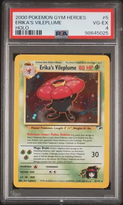 PSA 4 Erika's Vileplume Holo 5/132 Gym Heroes 2000 Pokemon Card - Image 1
