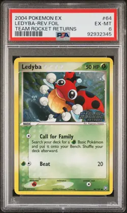 PSA 6 Ledyba Reverse Holo 64/109 Team Rocket Returns 2004 Pokemon Card - Image 1