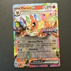 Flareon EX 14/131 Prismatic Evolutions Stamped Promo Pokemon Card - Image 1