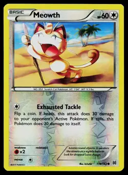 Pokemon Card BREAKthrough Meowth 114/162 Common Reverse Holo - Image 1