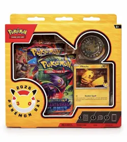Pokemon Pokemon Day 2026 Pikachu Promo Card + Coin + 3 Booster Packs (6+) - Image 1