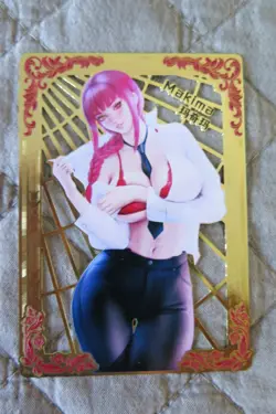 GODDESS STORY WAIFU ANIME CARD MAKIMA CHAINSAW MAN 015/200 GOLD METAL ALLOY - Image 1