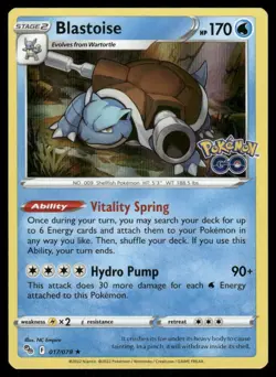 Pokemon Cards Blastoise 017/078 Holo Pokemon GO Holo Rare NM - Image 1