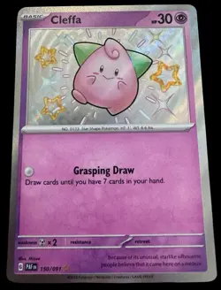 Pokemon Cleffa 150/091 Shiny Rare Paldean Fates Holo NM - Image 1
