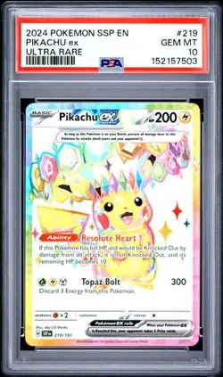 Pokemon Pikachu ex Surging Sparks Ultra Rare #219 PSA 10 Gem Mint - Image 1