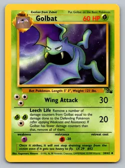 Pokemon TCG Fossil Golbat 34/62 - Image 1