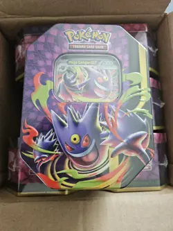 Pokemon TCG: Mega Moonlit Tins, Case of 6 Tins - Image 1