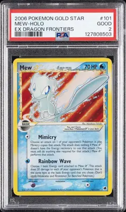 2006 POKEMON EX DRAGON FRONTIERS GOLD STAR #101 MEW-HOLO PSA 2 - Image 1
