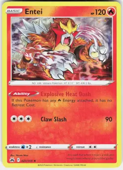 Entei 021/159 Holo Rare Crown Zenith Pokemon Near Mint - Image 1