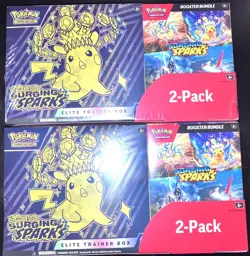 Lot of 2 Pokemon TCG Surging Sparks ETB + Booster Bundle Costco Pack Sealed NEW - Image 1