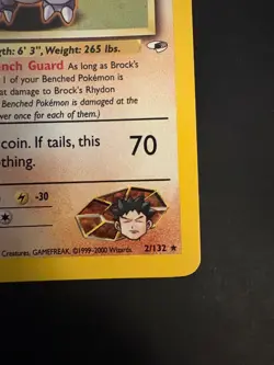 Pokemon Vintage Brock's Rhydon 002/132 Gym Heroes Holo NM - Image 4