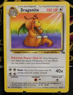 Pokemon Fossil Dragonite #19/62, Vintage Wizards Of The Coast - Image 1