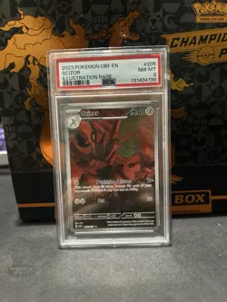 Pokemon Scizor SV03 Obsidian Flames Illustration Rare Holo 205/197 PSA 8 2023 - Image 1