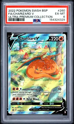 2022 POKEMON SWSH BLACK STAR PROMO #260 FULL ART/CHARIZARD V PSA 6 - Image 1
