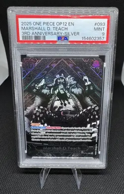 2025 ONE PIECE OP09 093 MARSHALL D TEACH SILVER OP12 LEGACY OF THE MASTER PSA 9 - Image 1