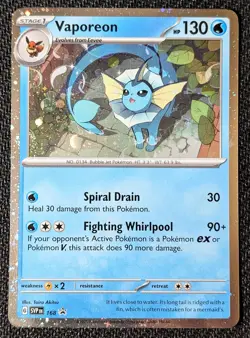 Vaporeon SVP 168 🌟 Black Star Promo Cosmo Holo Pokemon Card NM - Image 1