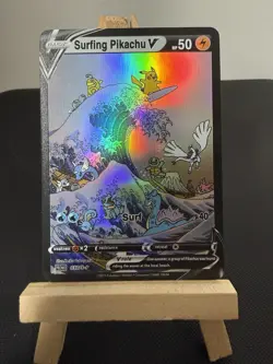 Surfing Pikachu V Pokemon Card Display Art Card - Image 1