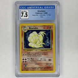 NINETALES (1999) Pokemon Base Set Unlimited Holo Rare 12/102 CGC 7.5 Graded - Image 1