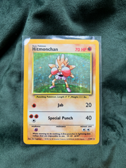 Pokemon TCG Hitmonchan Holo Rare Card Base Set 7/102 MP - Image 1