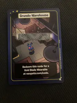 Neopets Grundo Warehouse Virtual Prize Card - TVW - Void Blade Wearable CODE - Image 1