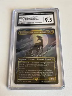 Magic The Gathering (MTG) Indoraptor, the Perfect Hybrid Borderless Foil CGC 9.5 - Image 1