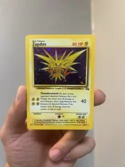 Pokemon TCG Zapdos Fossil Rare Card 15/62 Cosmos Holo 🌀 Swirl 🌀NM WOTC Vintage - Image 1