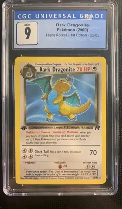 Dark Dragonite 22/82 Team Rocket 1st Edition Non Holo Rare Pokemon CGC 9 - Image 1