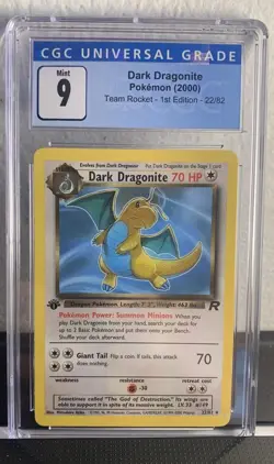 Dark Dragonite 22/82 Team Rocket 1st Edition Non Holo Rare Pokemon CGC 9 - Image 3