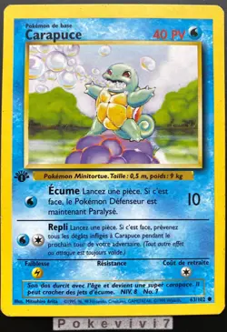 Carte Pokemon CARAPUCE 63/102 Set de Base Wizards EDITION 1 FR - Image 1