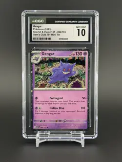 CGC 10 GEM MINT Gengar Cosmos Holo 094/165 Pokemon Sam's Club 151 Mini Tin - Image 1