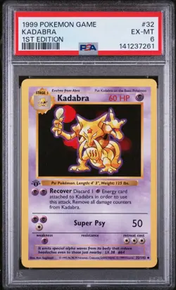 1999 POKEMON BASE SET 1ST EDITION #32 KADABRA PSA 6 - Image 1