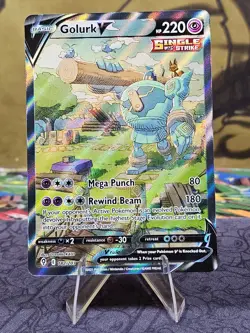 Golurk V (Alternate Full Art) 182/203 Evolving Skies Ultra Rare Pokemon Holo NM - Image 1
