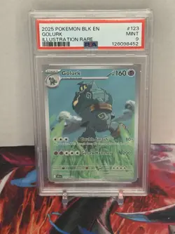 PSA 9 Mint Pokemon Golurk 123/086 Sv: Black Bolt Illustration Rare Holo Eng - Image 1