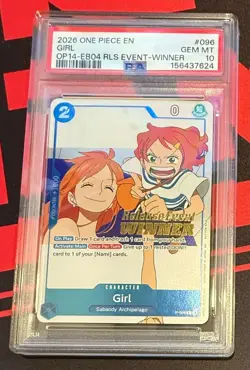 PSA 10 2026 ONE PIECE PROMOS 096 GIRL THE AZURE SEA'S SEVEN RELEASE EVENT WINNER - Image 1