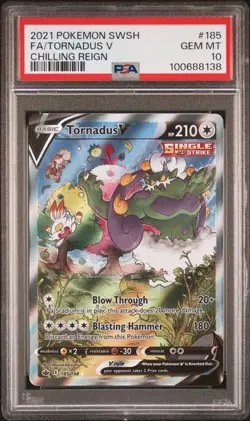 2021 POKEMON SWSH FA/TORNADUS V CHILLING REIGN #186 PSA 10 - Image 1