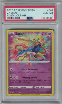 PSA 10 GEM MINT 2020 POKEMON ZACIAN SWSH VIVID VOLTAGE #082 ENGLISH - Image 1