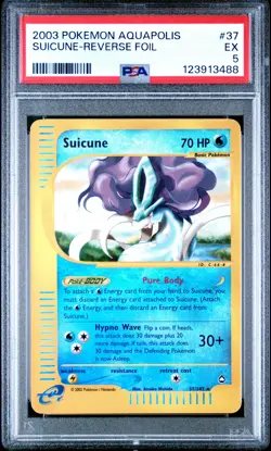 2003 Pokemon Aquapolis Suicune-Reverse Foil #37 PSA 5 - Image 1