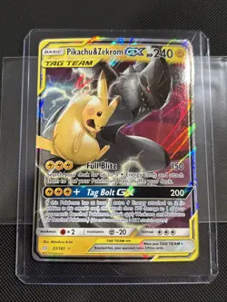 Pokemon Pikachu & Zekrom GX 33/181 SM-Team Up Ultra Rare Holo Tag Team GX LP - Image 1