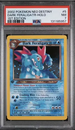 2002 Pokemon Dark Feraligatr Neo Destiny 1st Edition Holo Rare #5 PSA 7 - Image 1