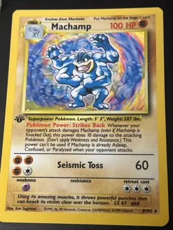 Pokemon TCG Machamp Holo Rare 1st Edition Base Set 8/102 #3 - Image 1