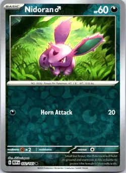 Nidoran M 032/165 Common 151 Pokemon Reverse Holo NM - Image 1