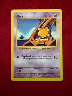 Pokemon TCG Abra Shadowless 43/102, Base Set (MP) - Image 1