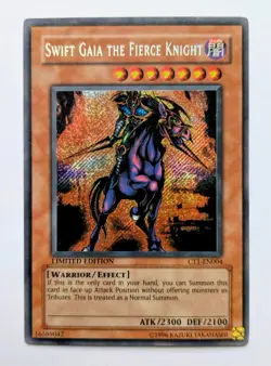 Yugioh Swift Gaia the Fierce Knight CT1-EN004 Limited Edition Secret Rare NM - Image 1