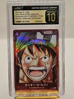 2022 ONE PIECE JPN #P-022 MONKEY D. LUFFY CGC 10 PERFECT FILM RED ALT ART - Image 1