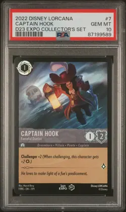 Disney Lorcana 7/P1 2022 D23 Expo Captain Hook Forceful Duelist PSA 10 GEM MINT - Image 1